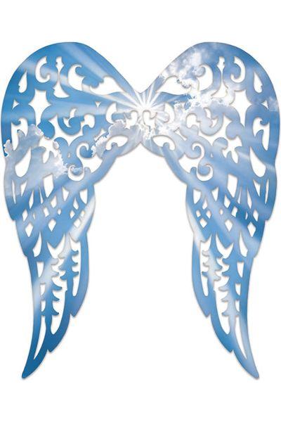 24&#x22; Metal Filigree Angel Wings: Sky Blue/White