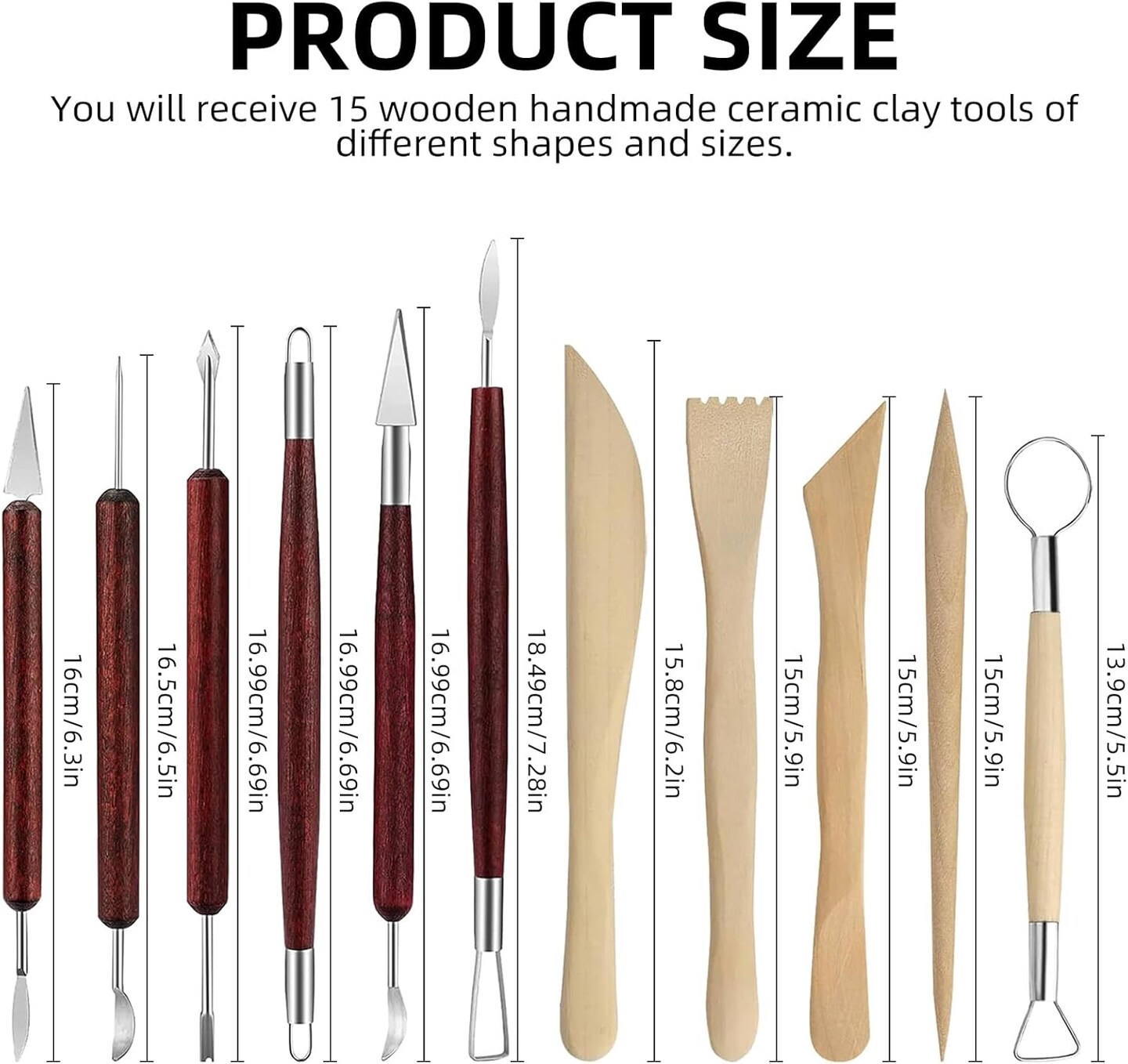 15PCS Pottery Carving Tools, Air Dry Polymer Clay Sculpting Tools Set