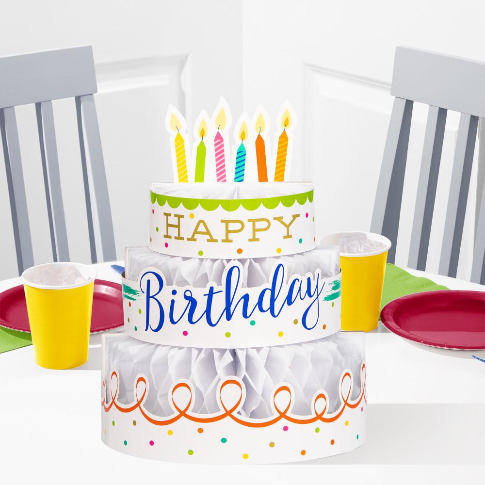 6 pc Bulk Festive Cake Happy Birthday Centerpieces
