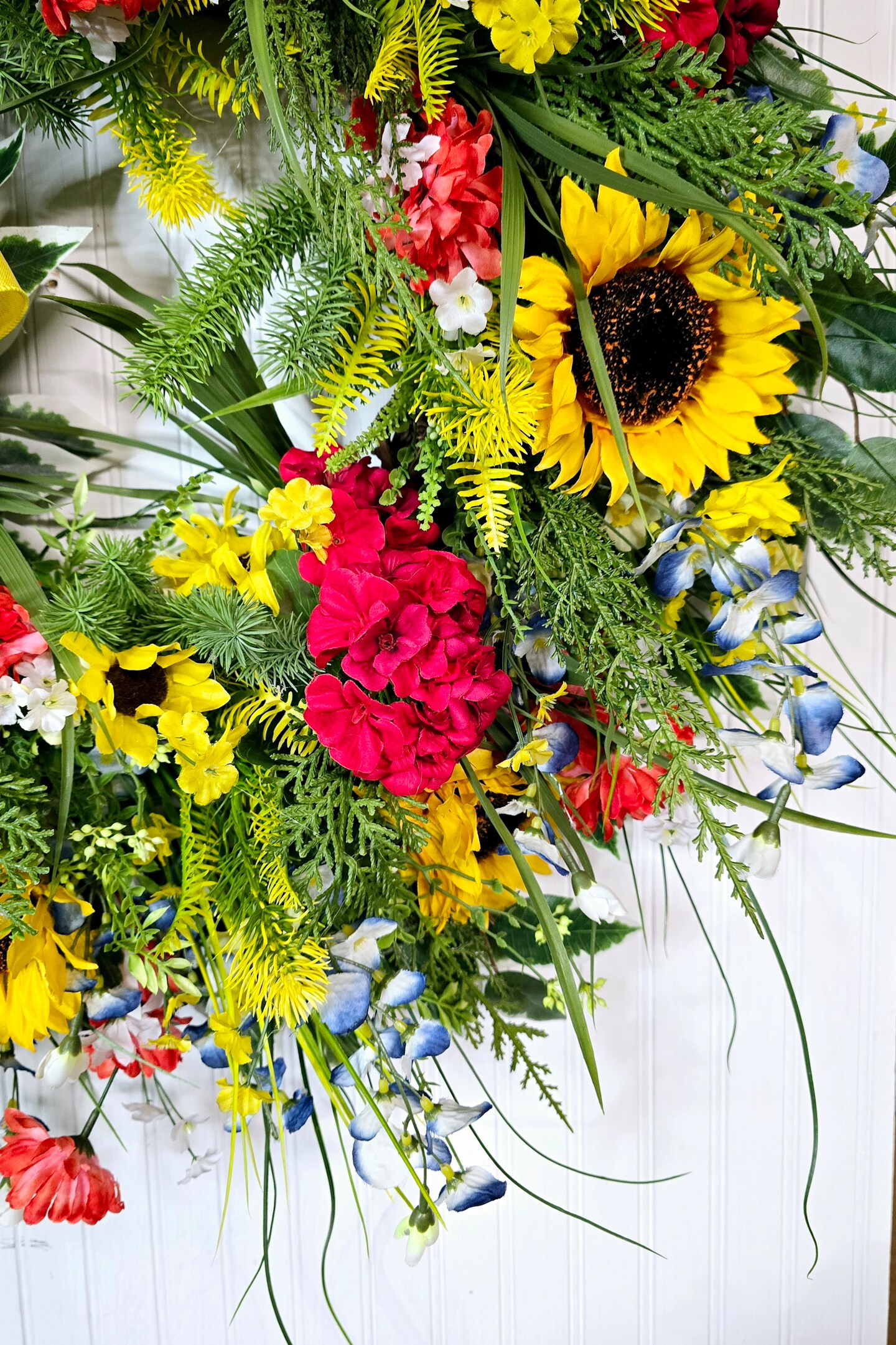 Texas WIldflower wreath for front door, Bluebonnet wreath
