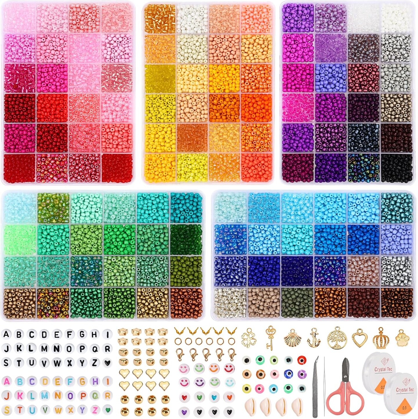 120 Colors Friendship Bracelet Kit 4mm Glass Seed Beads 15600pcs Beads
