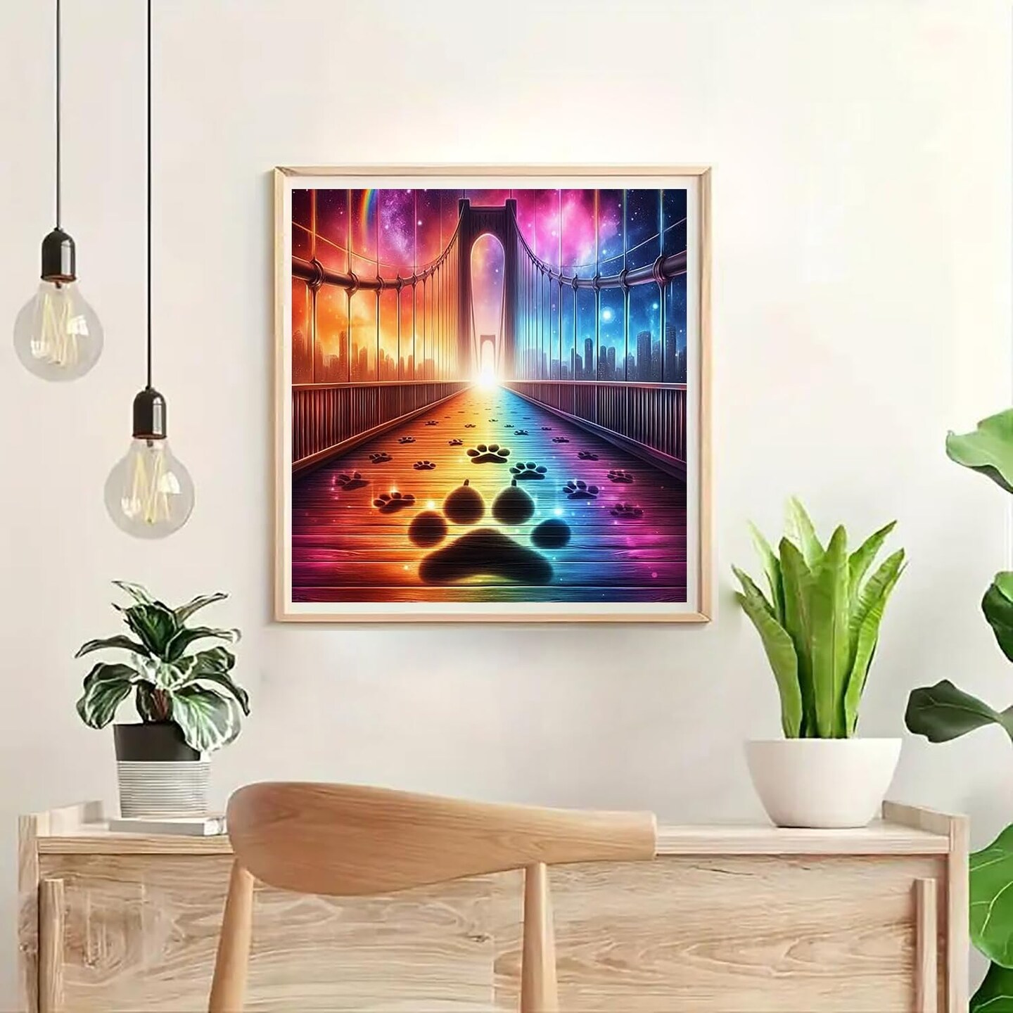 5D Diamond Painting Kit for Adults Beginners,DIY Rainbow Bridge Paint by Diamond Art Kits,Suitability Friends Full Round Drill Diamonds Dots Gem Art,Home Wall Decor 13.78x13.78 Inch