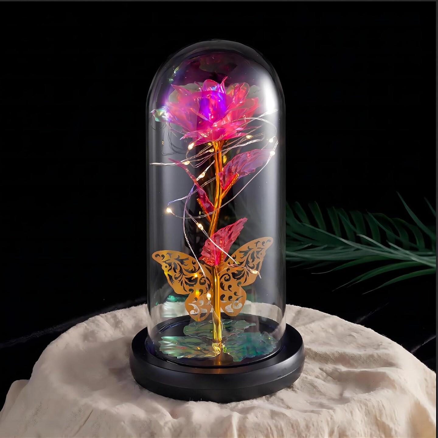 Rose Flower Gifts For Women Birthday Gifts For Girlfriend Wife Sister Daughter Friendship Light Up Glass Rose For Mon Best Friend Card Gift Aunt Grandma Christmas Anniversary Butterfly Decoration