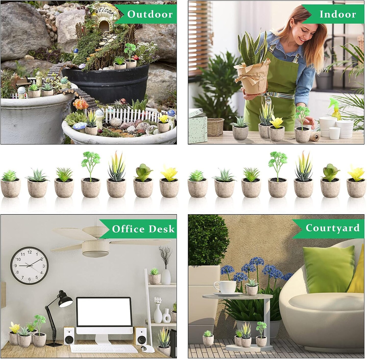 32 Pieces Mini Artificial Succulents Unpotted Realistic Artificial Succulent Fake Plants Colorful Faux Succulents Small Cactus Plants for Garden Flower Kitchen Home Decor