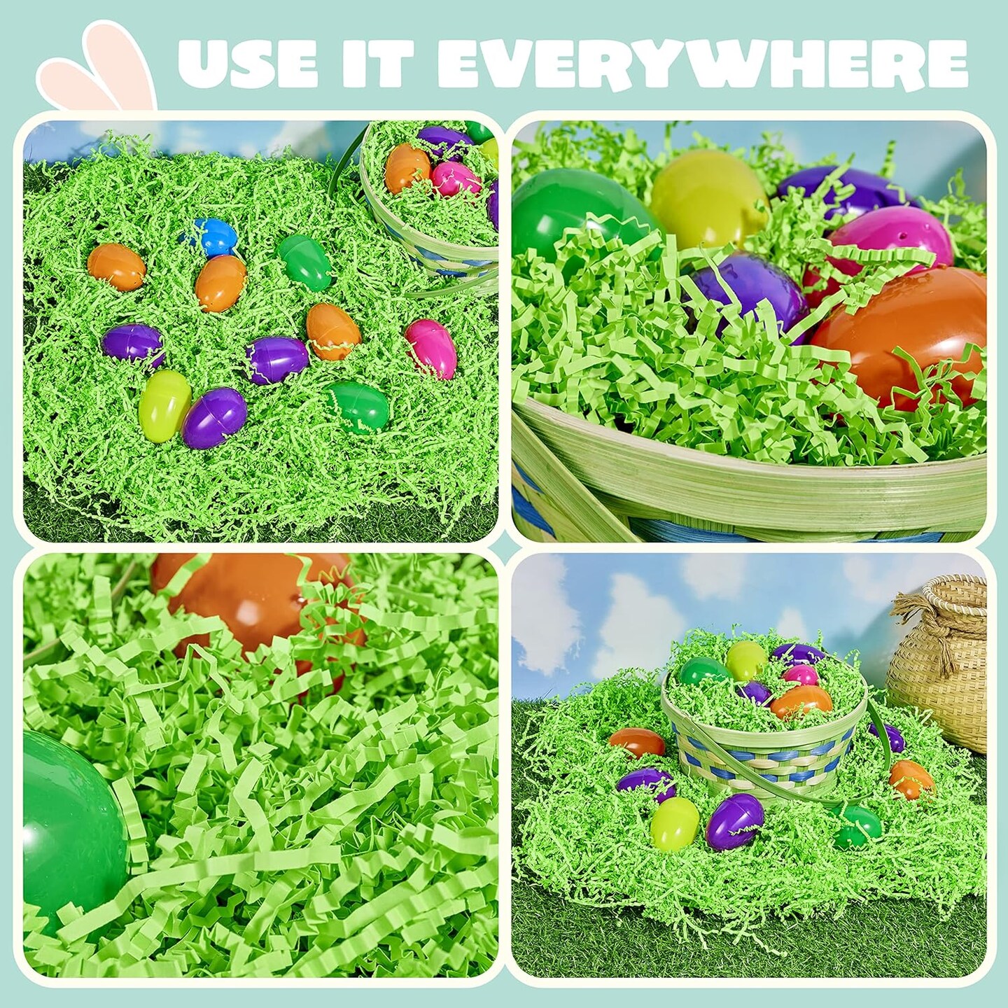 12 oz Easter Grass Paper Shred (Light Green) for Basket Filling