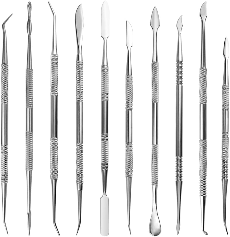 10-Piece Stainless Steel Clay Sculpting Tool Set – Double-Sided Modeling & Wax Carving Tools