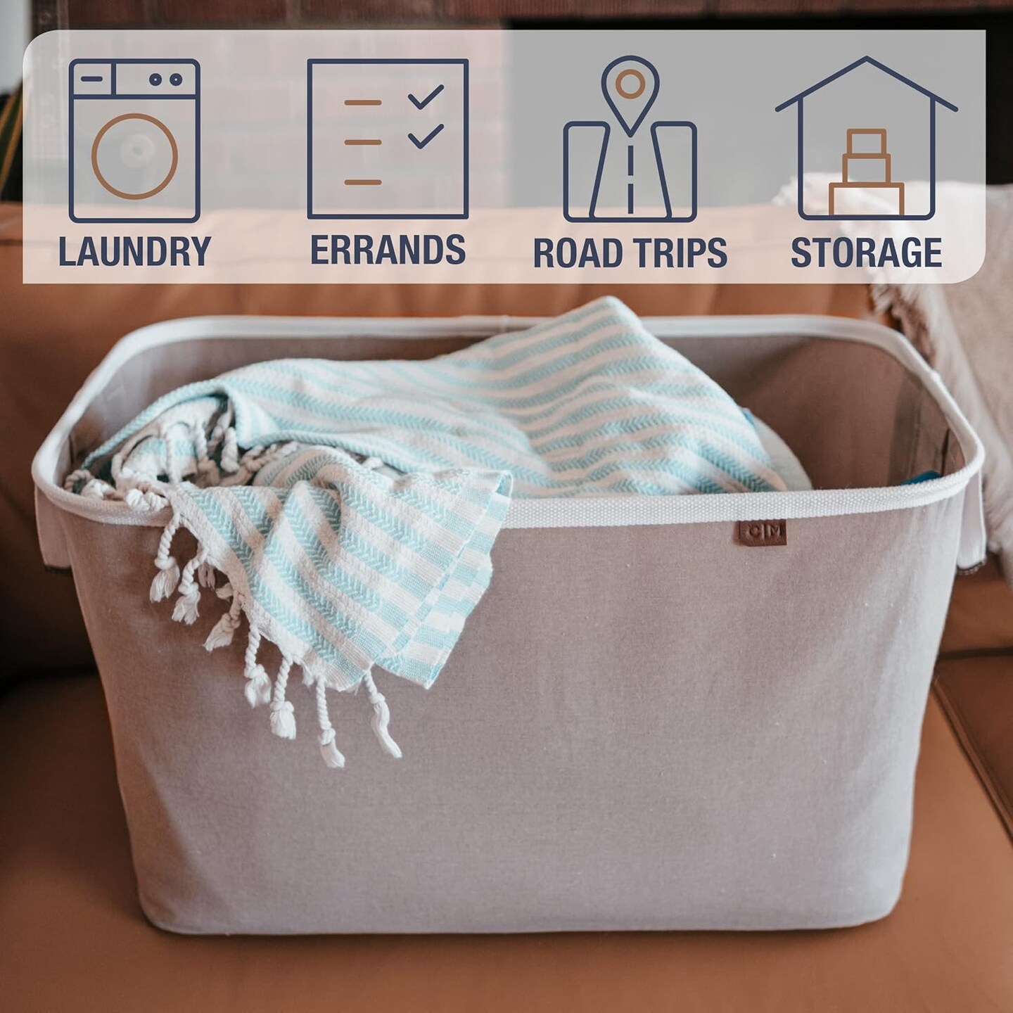 Collapsible Laundry Basket Hamper - LUXE Mocha 2-Pack 60L - Space Saving Storage Organizer with Handles Foldable Home Organization