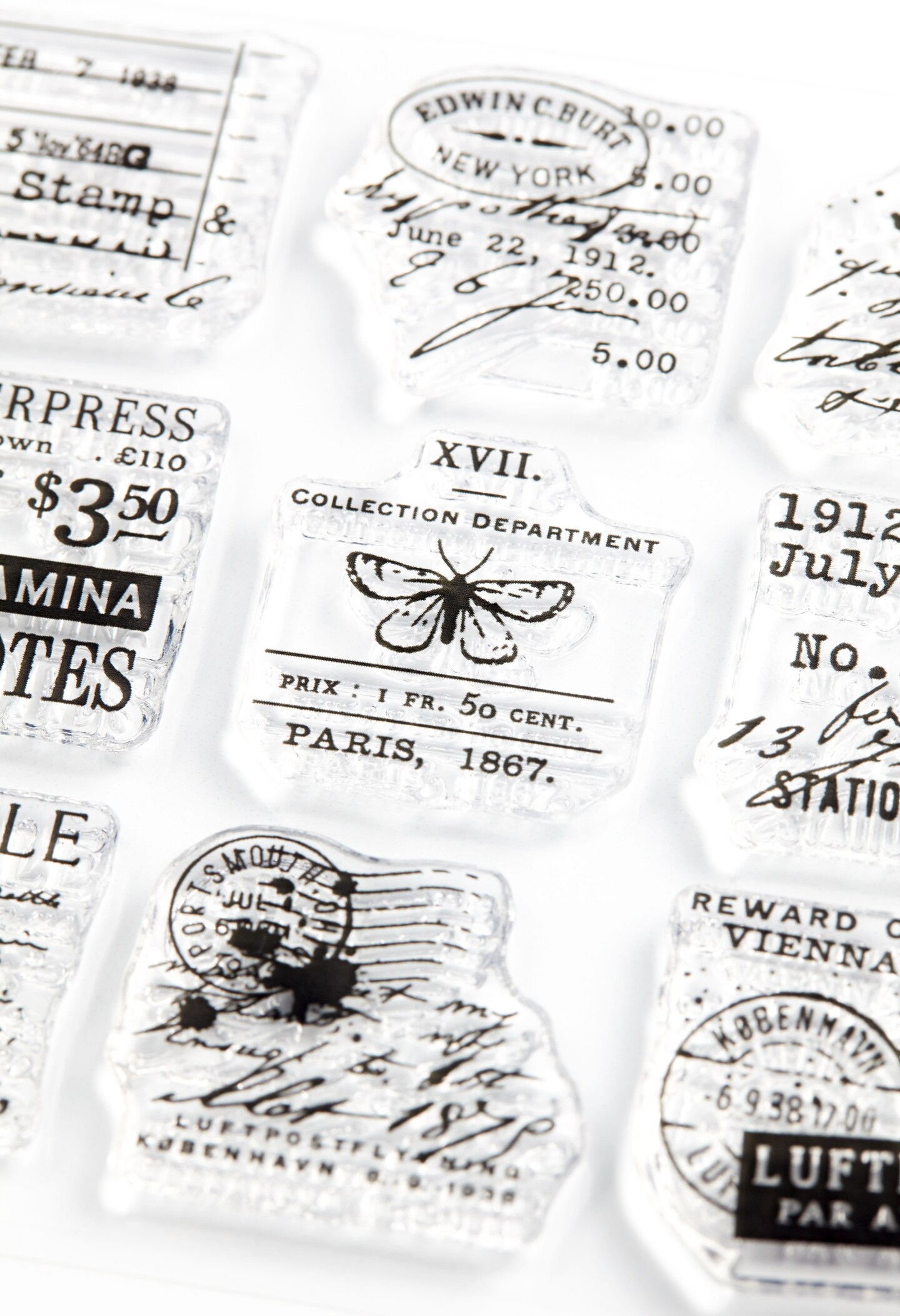 1 inch Small Vintage-Style Collage Stamps on 4x4 inch Sheet by Wintertime Crafts