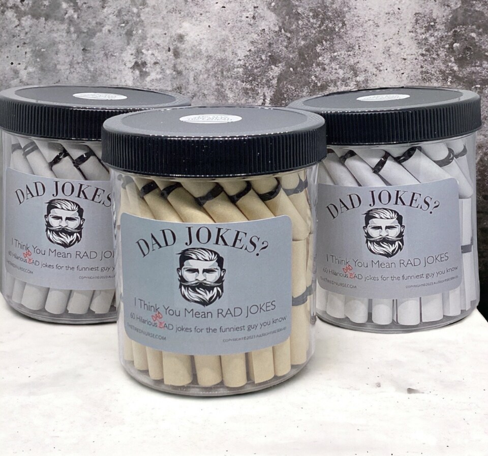 Dad Jokes I think you mean RAD Jokes Gift Jar 60 Days of Fun Silly Humor for Dads Unique Gift for Dads, Fathers, Bonus Dads