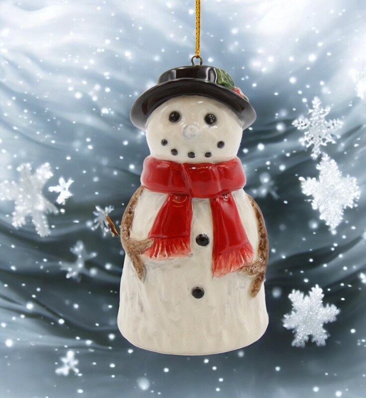 Ceramic Snowman Ornament, Christmas Tree Decor