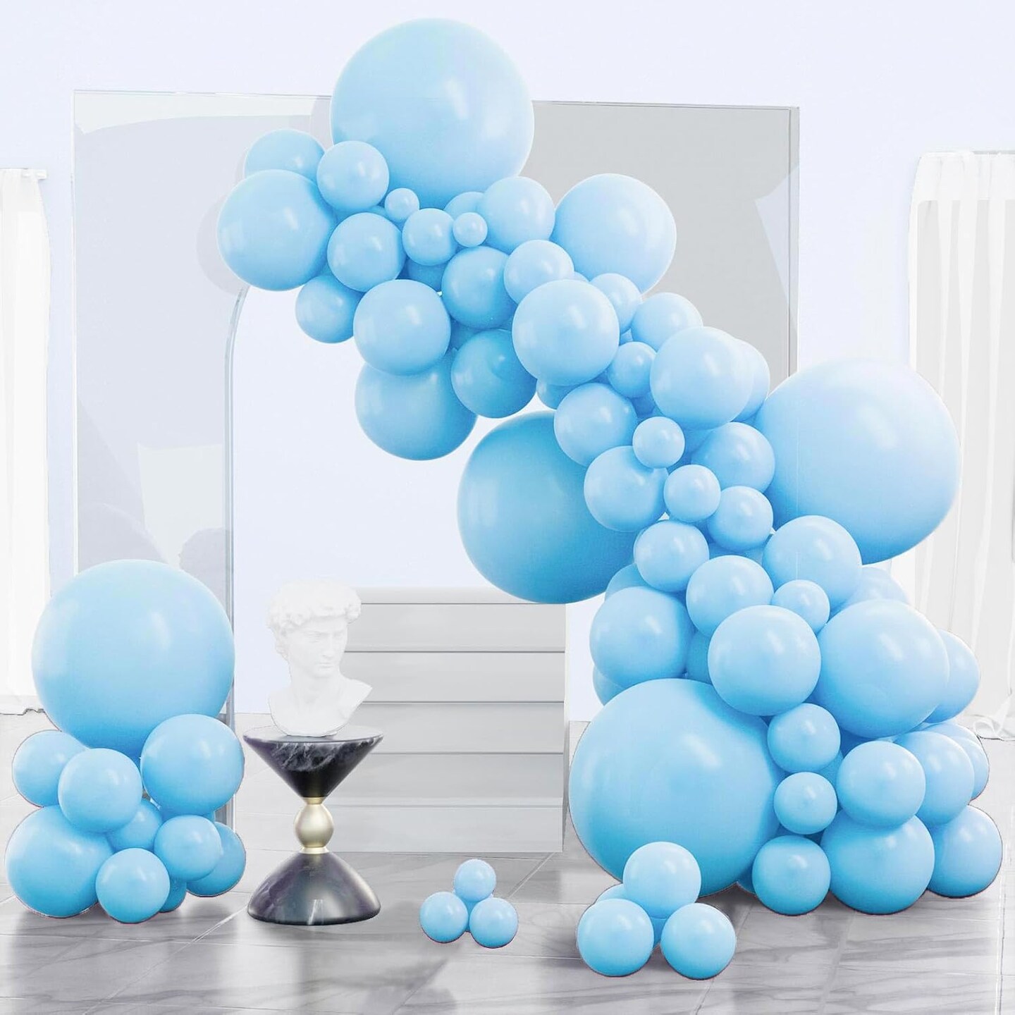 Light Blue Balloons 140 pcs Different Sizes of 18 12 10 5 Inch Baby Pastel Sky Aqua Blue Balloon Arch Kit Garland for Graduation Baby Shower Gender Reveal Birthday Party Decorations Blue-Y4