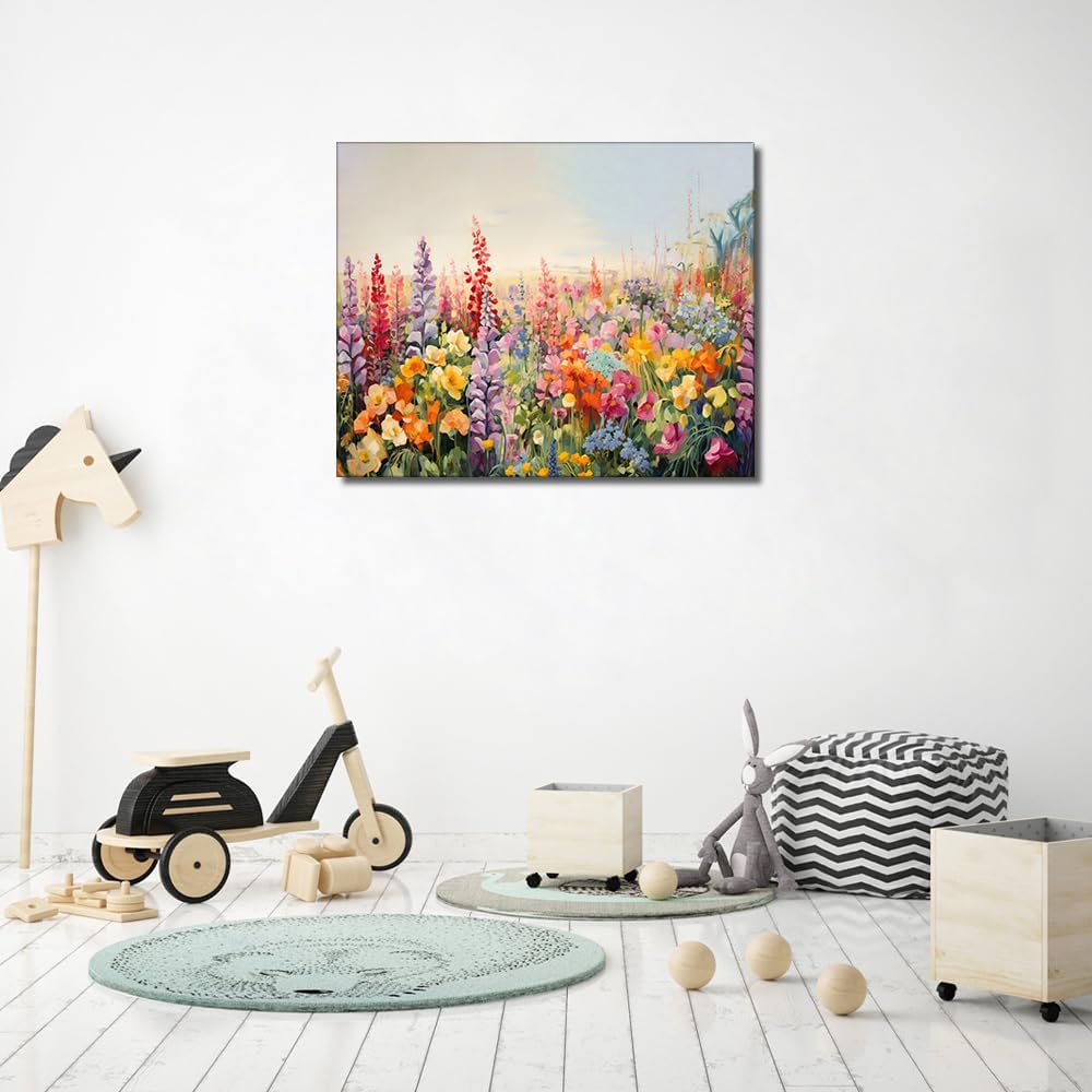 Adults' Paint-by-Number Kits Garden in Full Bloom Painting by Number Kits On Canvas Colorful Flowers Oil Painting Flameless Paint by Numbers for Adults Beginner