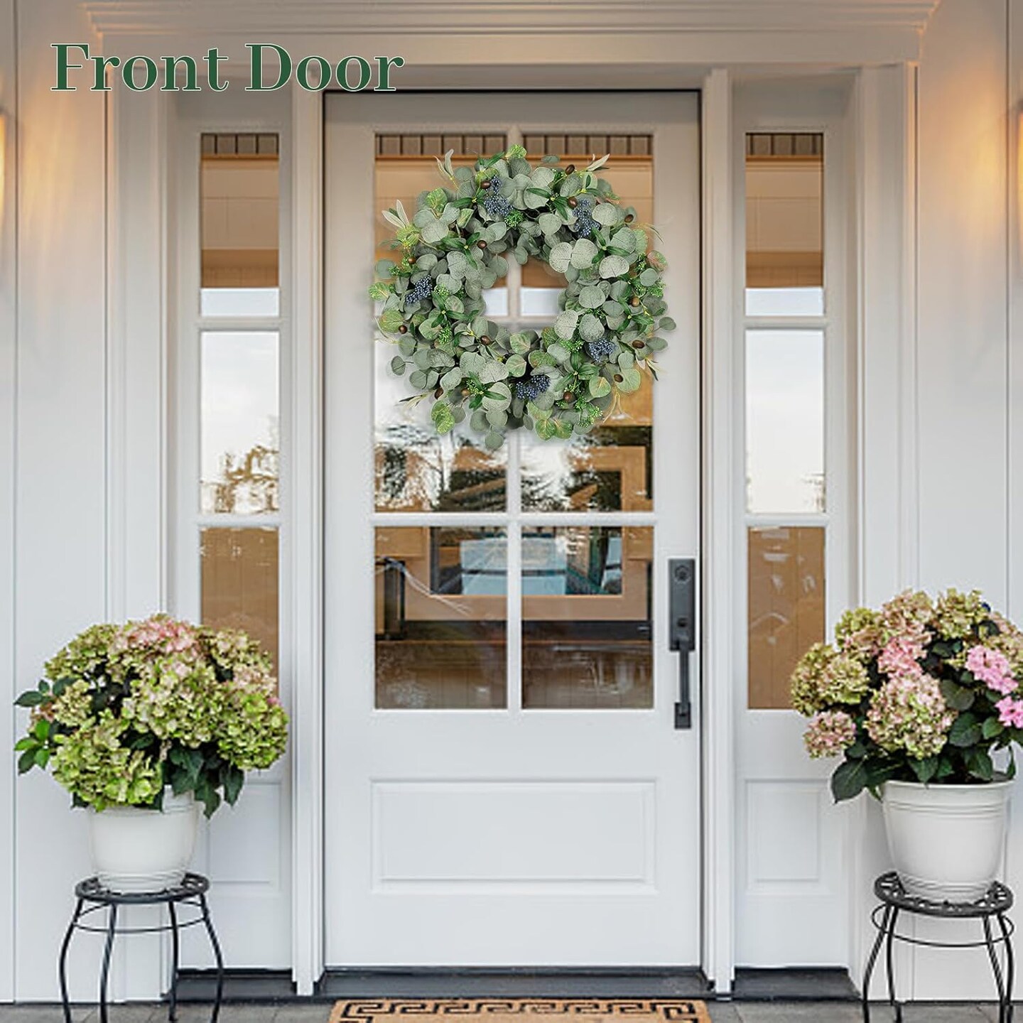 Wreath with Olive Leaves and Berries , Handmade Green Spring wreath