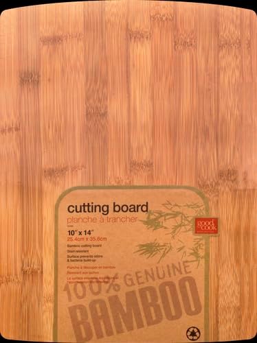10" x 14" Bamboo Cutting Board, Durable Edge-Grain Wood, Moisture-Resistant, Knife-Friendly, Wooden Chopping Board for Kitchen, Low-Maintenance, Natural Bamboo