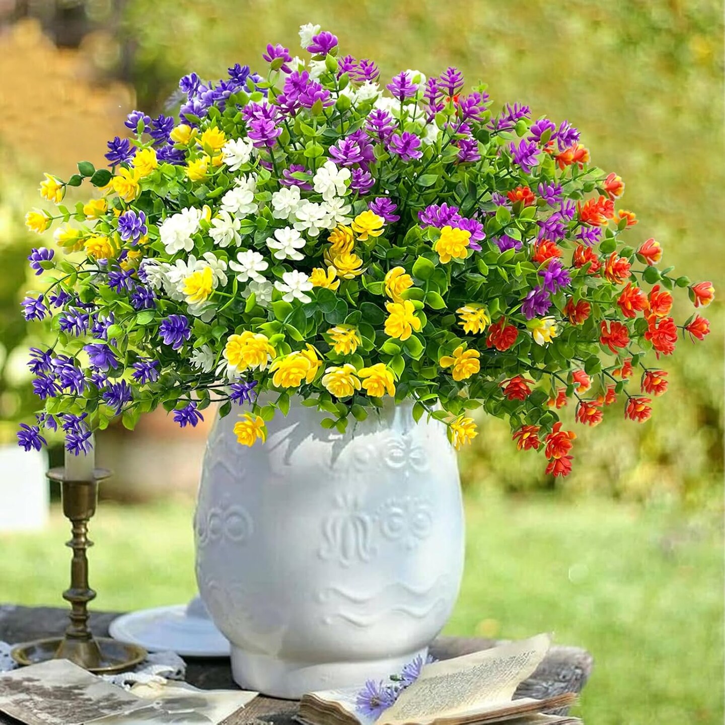 10 Bundles Realistic Spring Outdoor Fake Silk Flowers