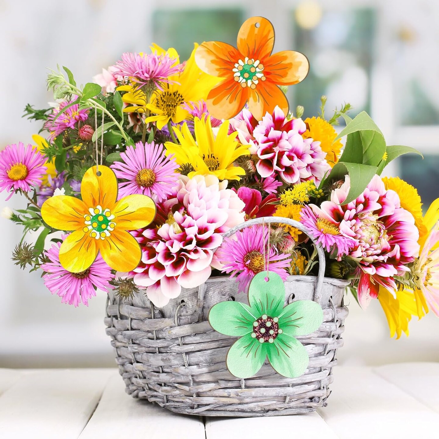 Activity Craft Wooden Flower Ornaments Kits to Paint Spring Decoration