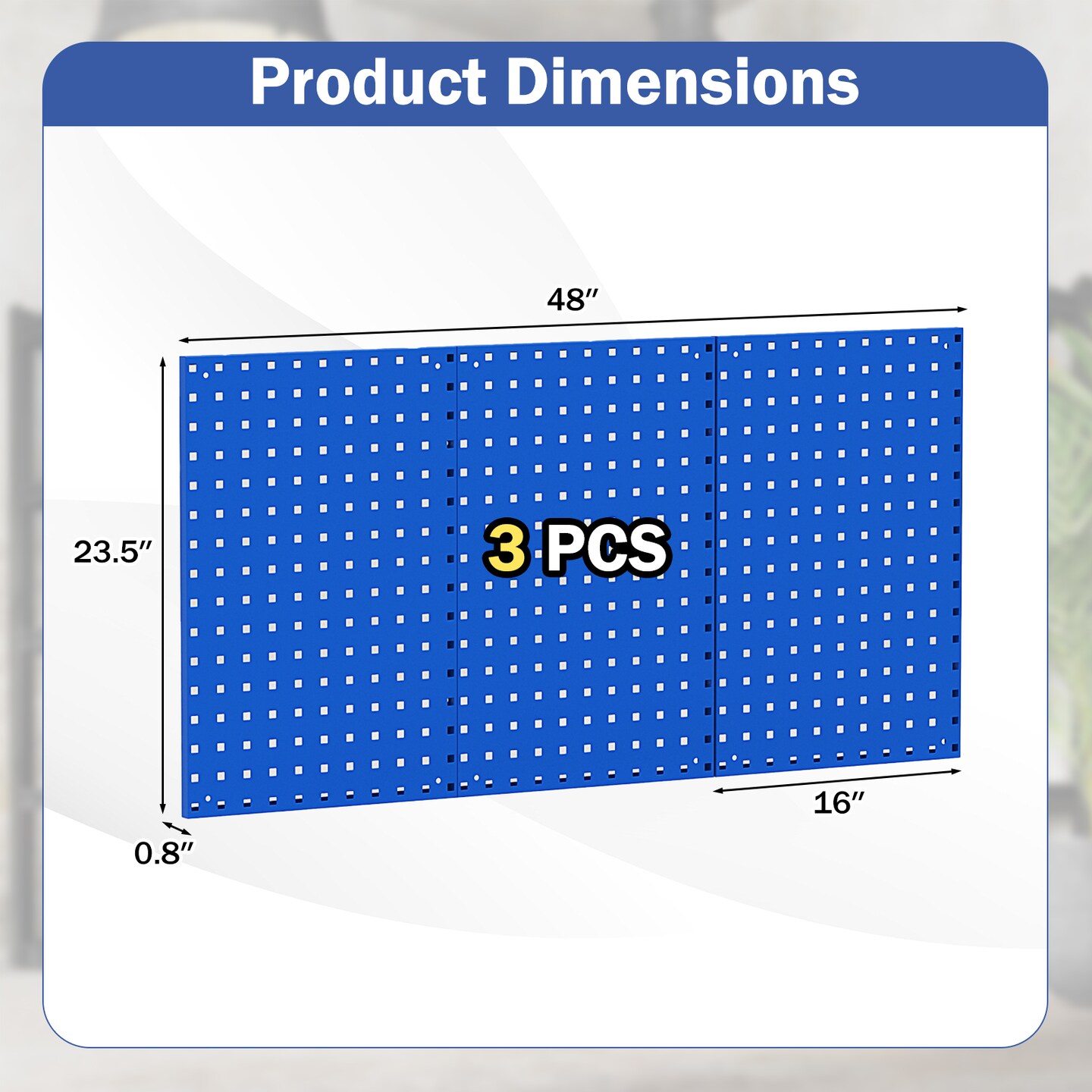 28 Pieces Wall-Mounted Pegboard Kit with 2 Storage Shelf Ideal for Garage Workshop