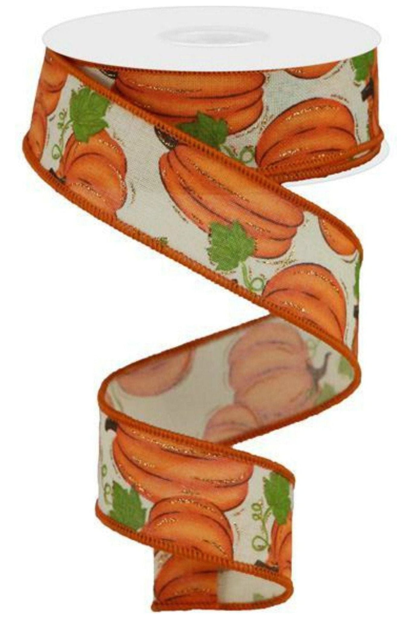 1.5&#x22; Pumpkin Patch Ribbon: Light Beige (10 Yards)