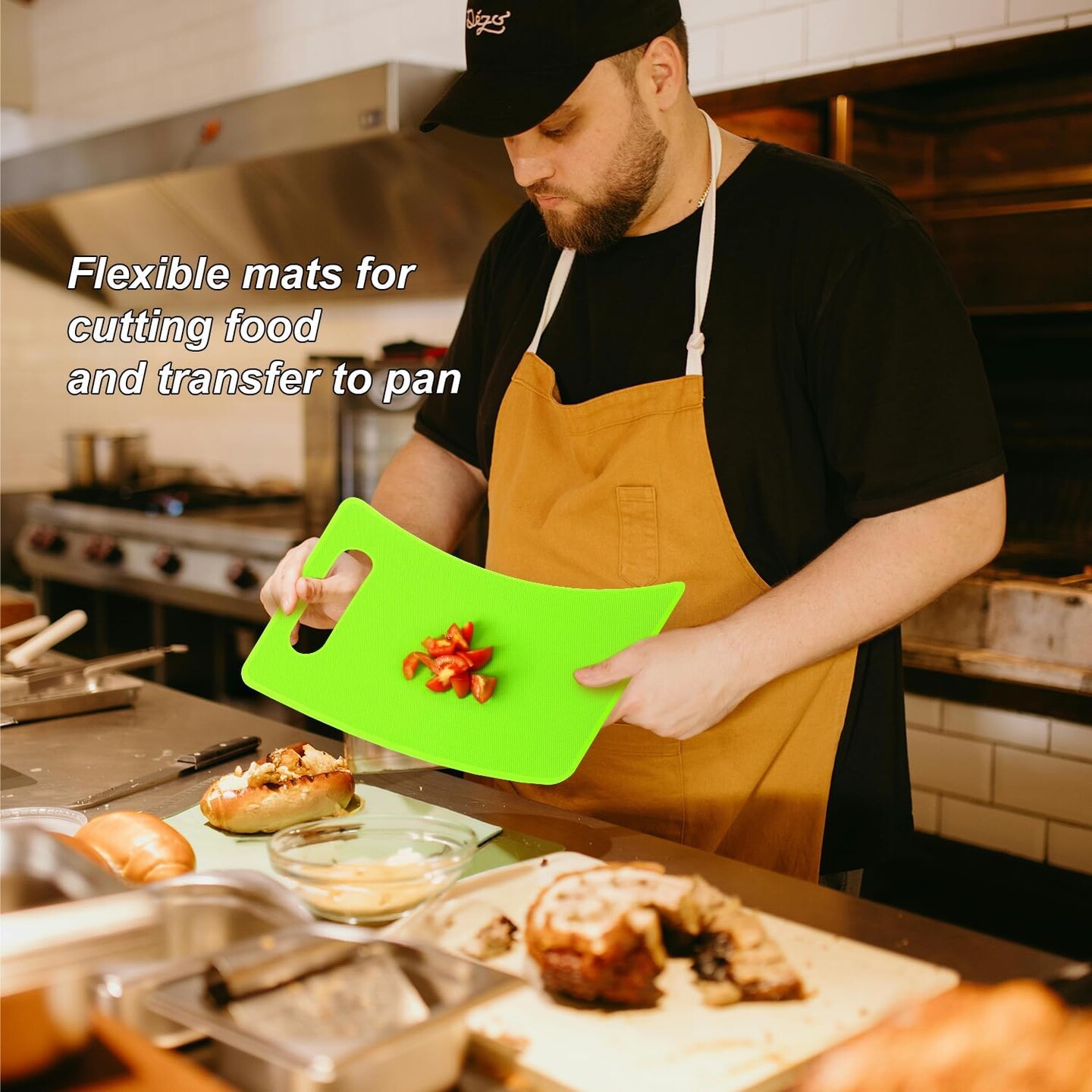 Kitchen Cutting Board Set of 6, Plastic Cutting Boards with Easy Grip Handle for Kitchen Cooking, Non Slip Cutting Mat Pad for Meat, Fruit, Vegetables, 12 Inch by 8 Inch