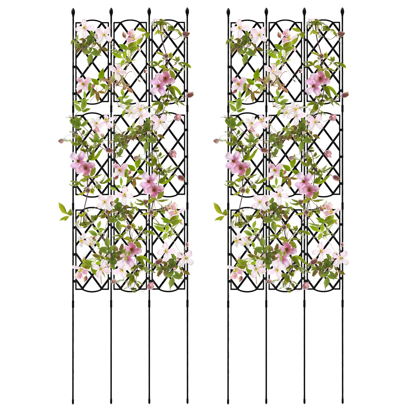 Adjustable Garden Trellis with 3 Panels for Climbing Plants and Privacy Screen