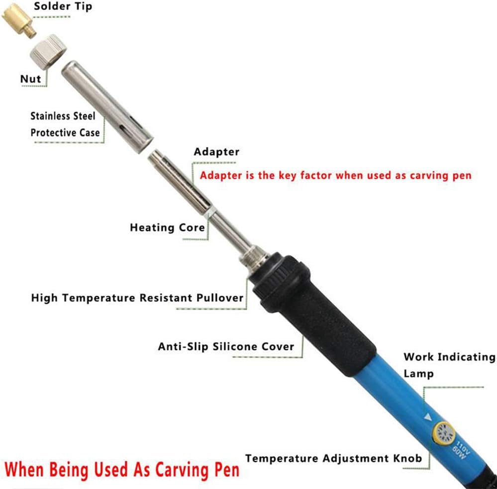 Wood Burning Kit – Adjustable 200–450℃ Pen, Pyrography Tool for Adults & Beginners (Blue).