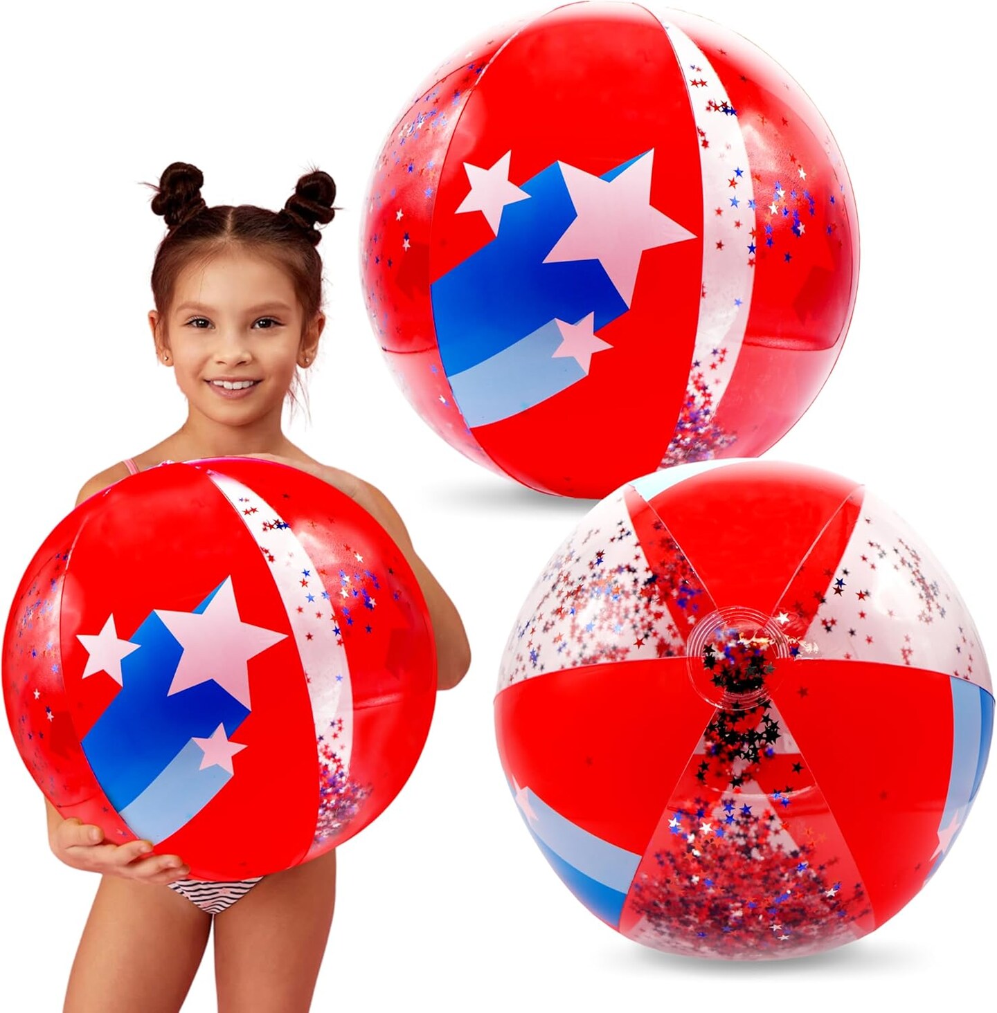 4E's Novelty 2 Pack Patriotic Beach Balls – 22’’ Inflatable Balls, 4th of July Party Supplies