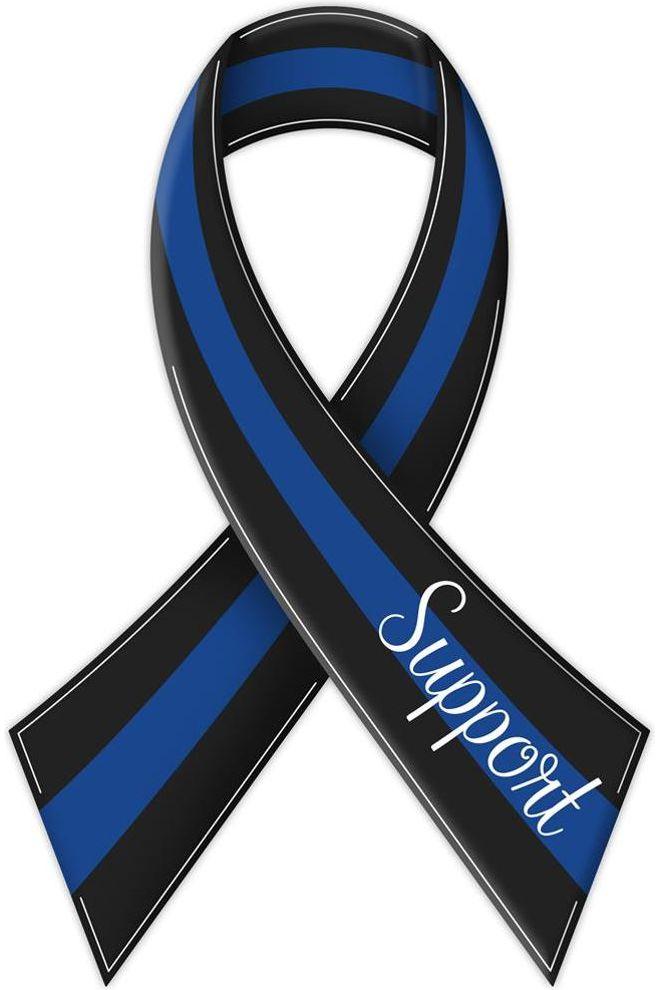 12&#x22; Metal Embossed Sign: Law Enforcement Support Ribbon