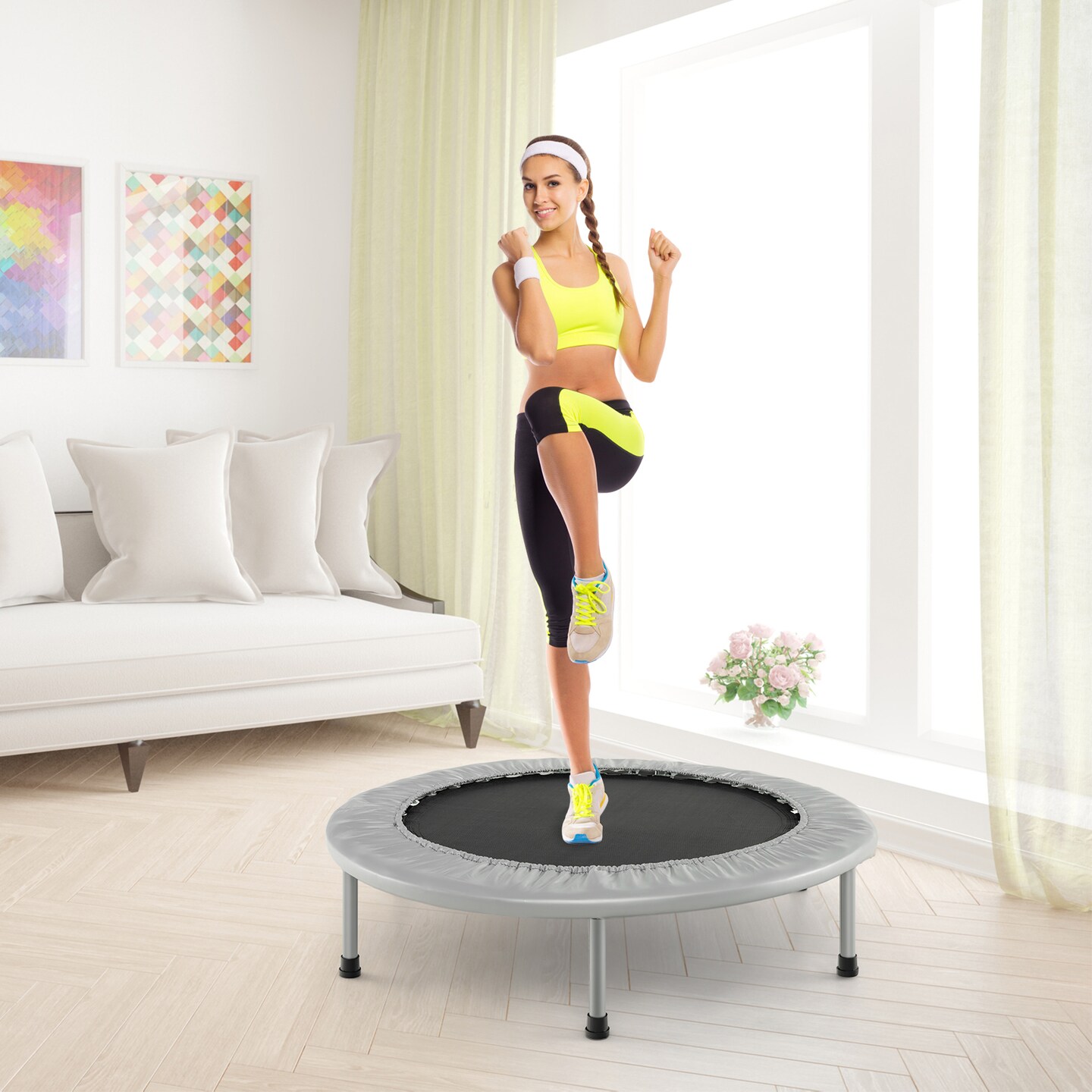 Foldable PP Trampoline with Safety Springs and 330 lbs Capacity