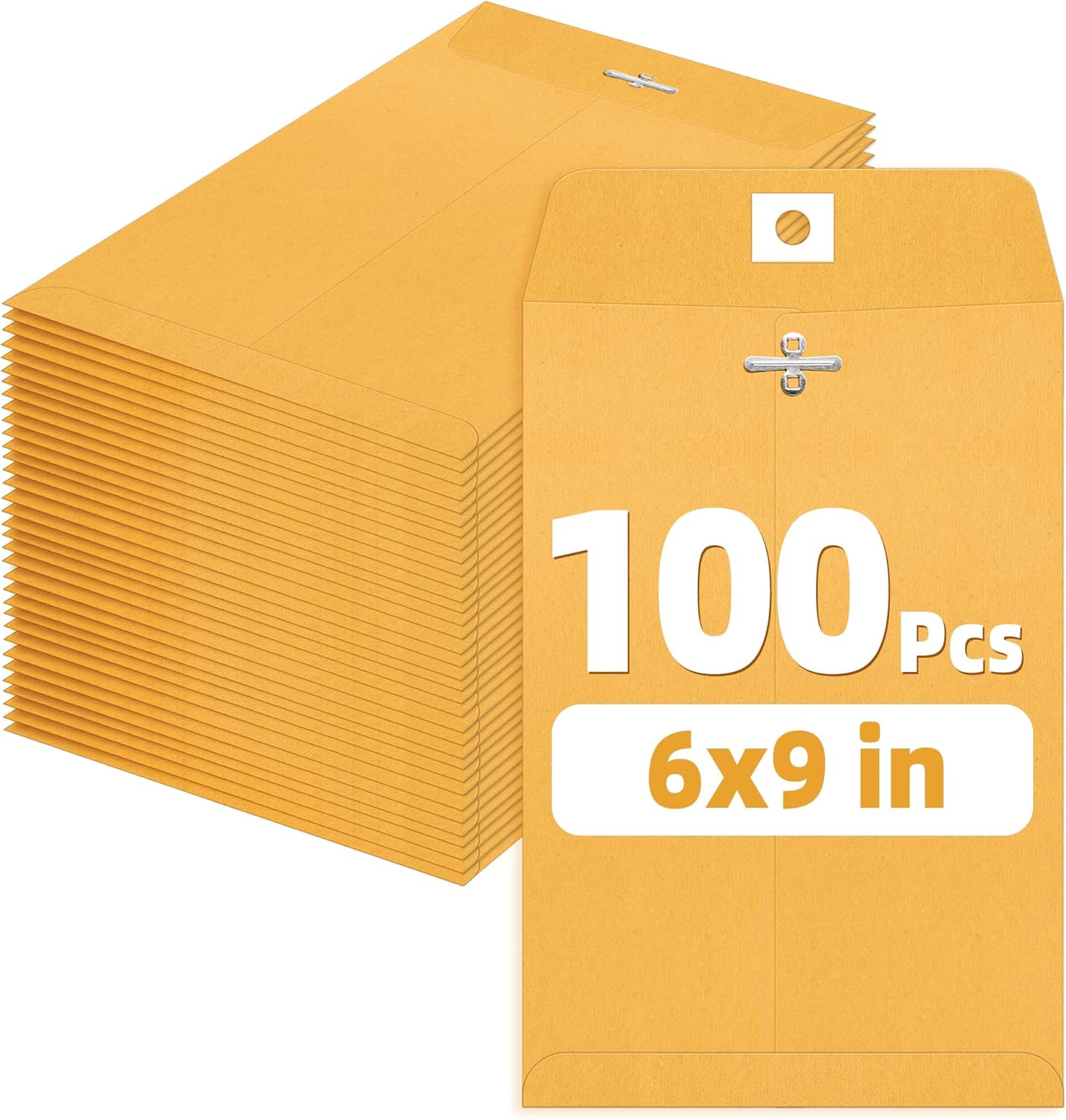 6x9 Clasp Envelopes 100 Count - 6x9 Inch Brown Kraft Envelopes with Clasp Closure &#x2013; for Home, Office, Business, Legal or School, Great for Filing, Storing or Mailing Documents