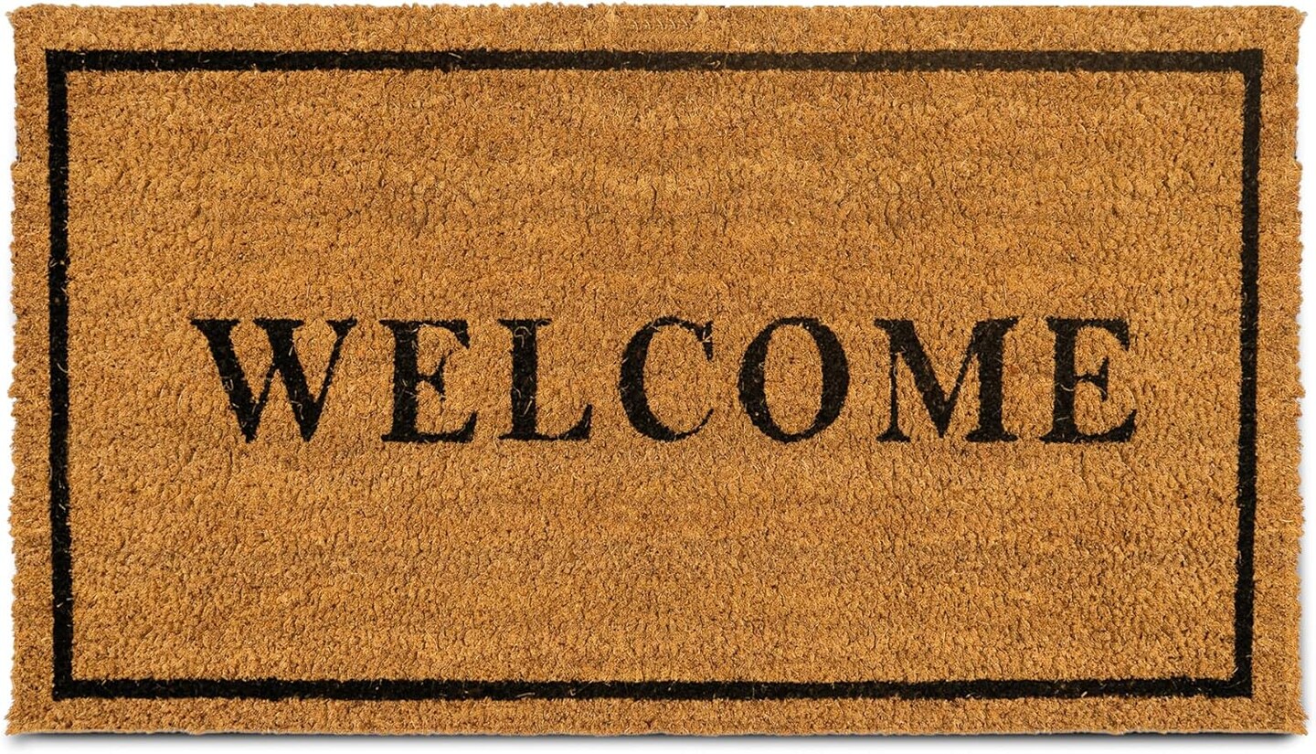 Coco Coir Door Mat with Heavy Duty Backing, Welcome Doormat, 17.5&#x201D;x30&#x201D; Size, Easy to Clean Entry Mat, Beautiful Color and Sizing for Outdoor and Indoor uses, Home D&#xE9;cor