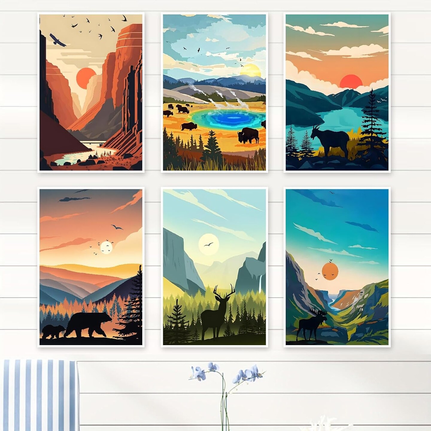 6 Packs Paint By Numbers Kit for Adults, National Park Adult Painting by Number Kits On Canvas, Landscape Oil Painting Kit for Beginners Adults&#x27; Paint-By-Number Kits for Home Wall Decor 8x12 Inch