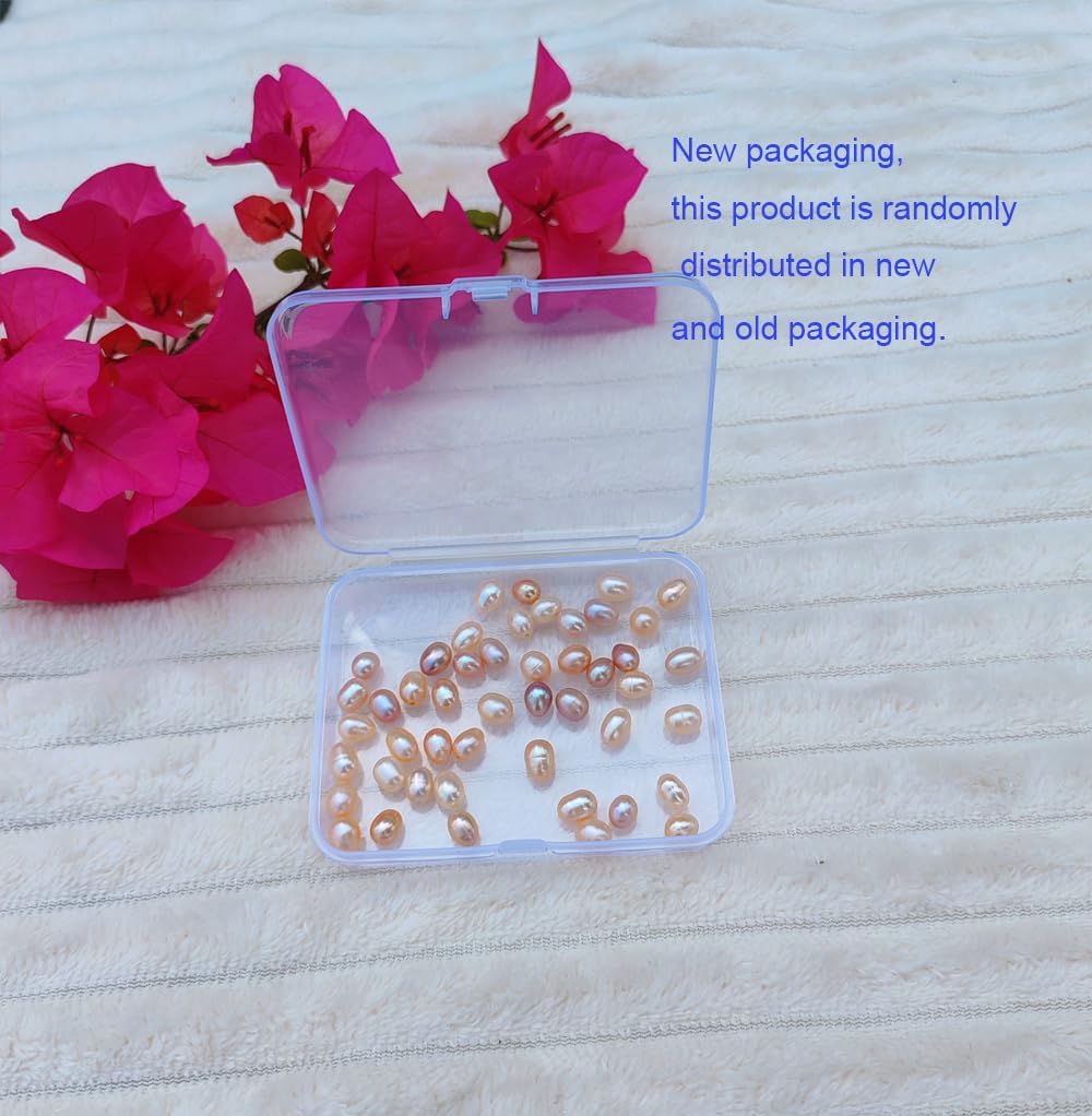 50 Pcs Freshwater Pearl for Jewelry Making AAA 6-7mm No Hole Natural Genuine Real Freshwater Cultured Pearls Oval Pearl Beads Loose Gemstone Bead Crafts Gift for Women,DIY Gifts.