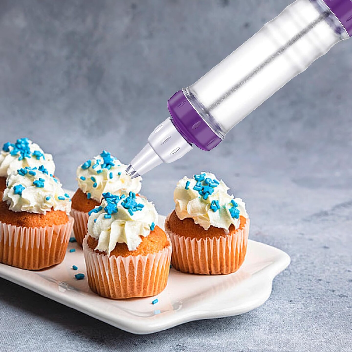 Dessert Decorating Syringe Set, Icing Piping Kit with 5 Piping Icing Nozzles Cake Decorating Tools Frosting Piping Kit Cupcake Decorating Kit Icing Gun