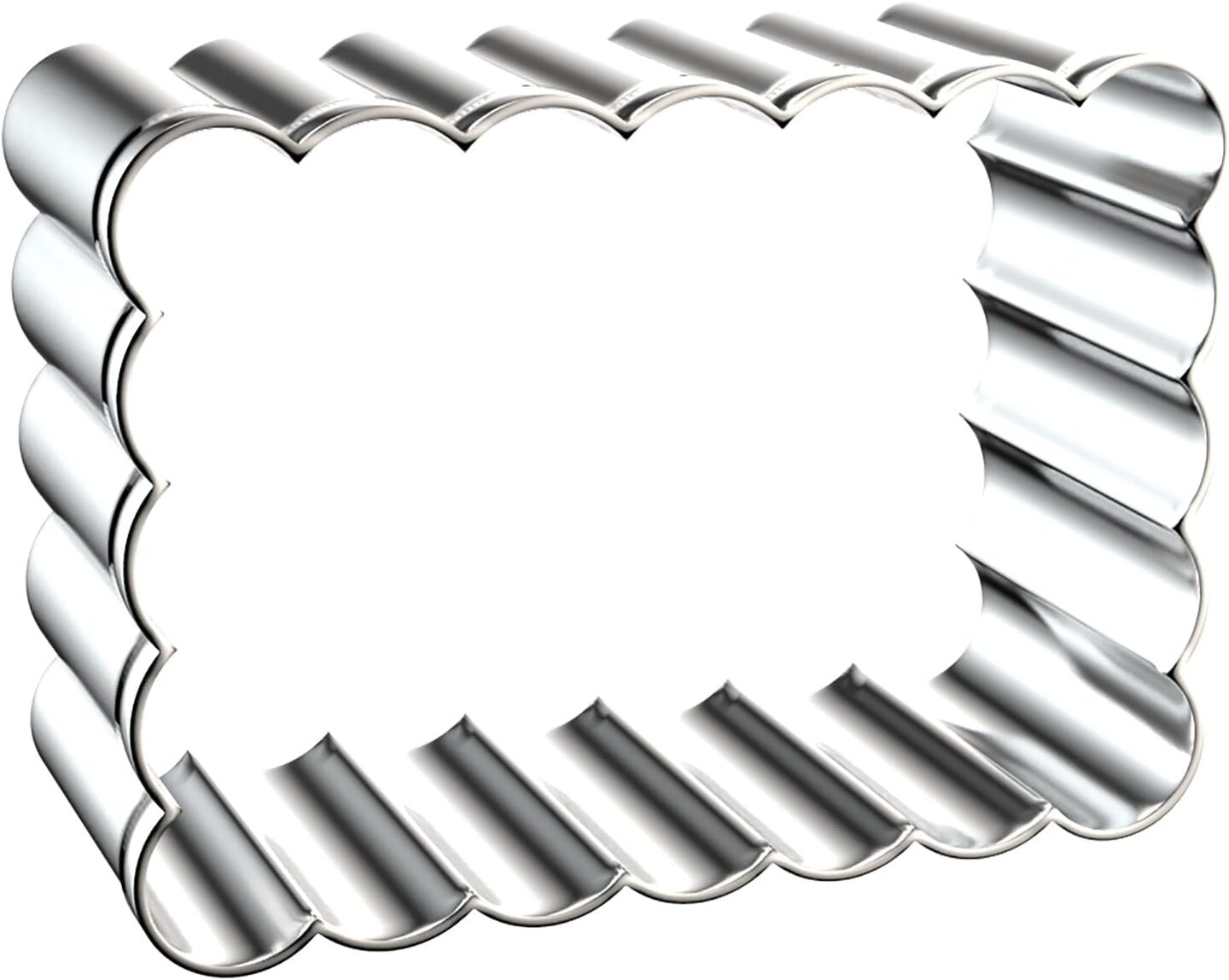 Rectangle Cookie Cutter Set with Scalloped Edge Assorted Sizes - 5 Inch, 4 Inch, 3 Inch, 2 Inch - Fluted Edge Plaque Frame Rectangluar Cookie Cutters Shapes Fondant Molds - Stainless Steel