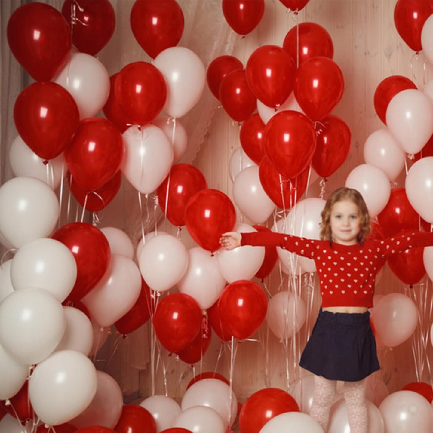 100pcs Red and white balloons 12 Inch Thickened Latex Red white Balloons for Valentine&#x27;s Day Birthday Wedding Mother&#x27;s Day Christmas Party Decorations
