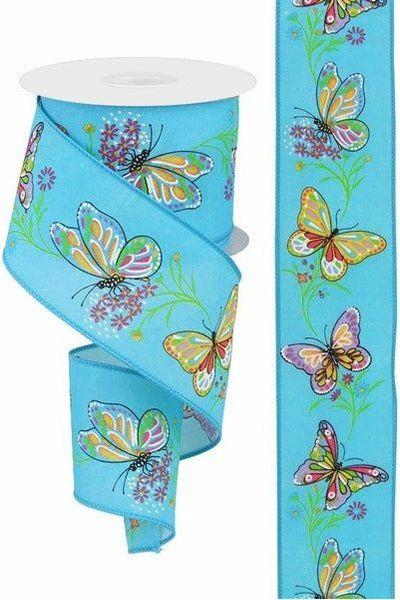 2.5&#x22; Butterfly Branch Ribbon: Blue (10 Yards)