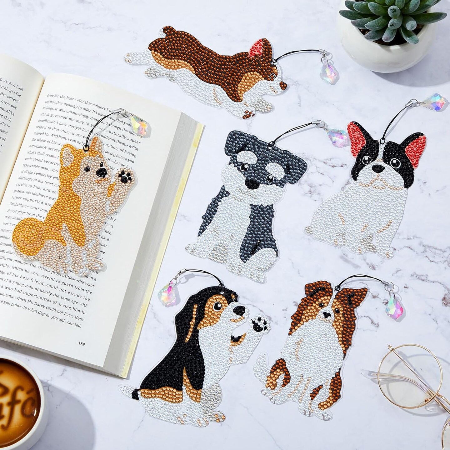 Diamond Art Kit for Adults – Crystal Puppy Bookmark, DIY Craft Gift for Pet Lovers