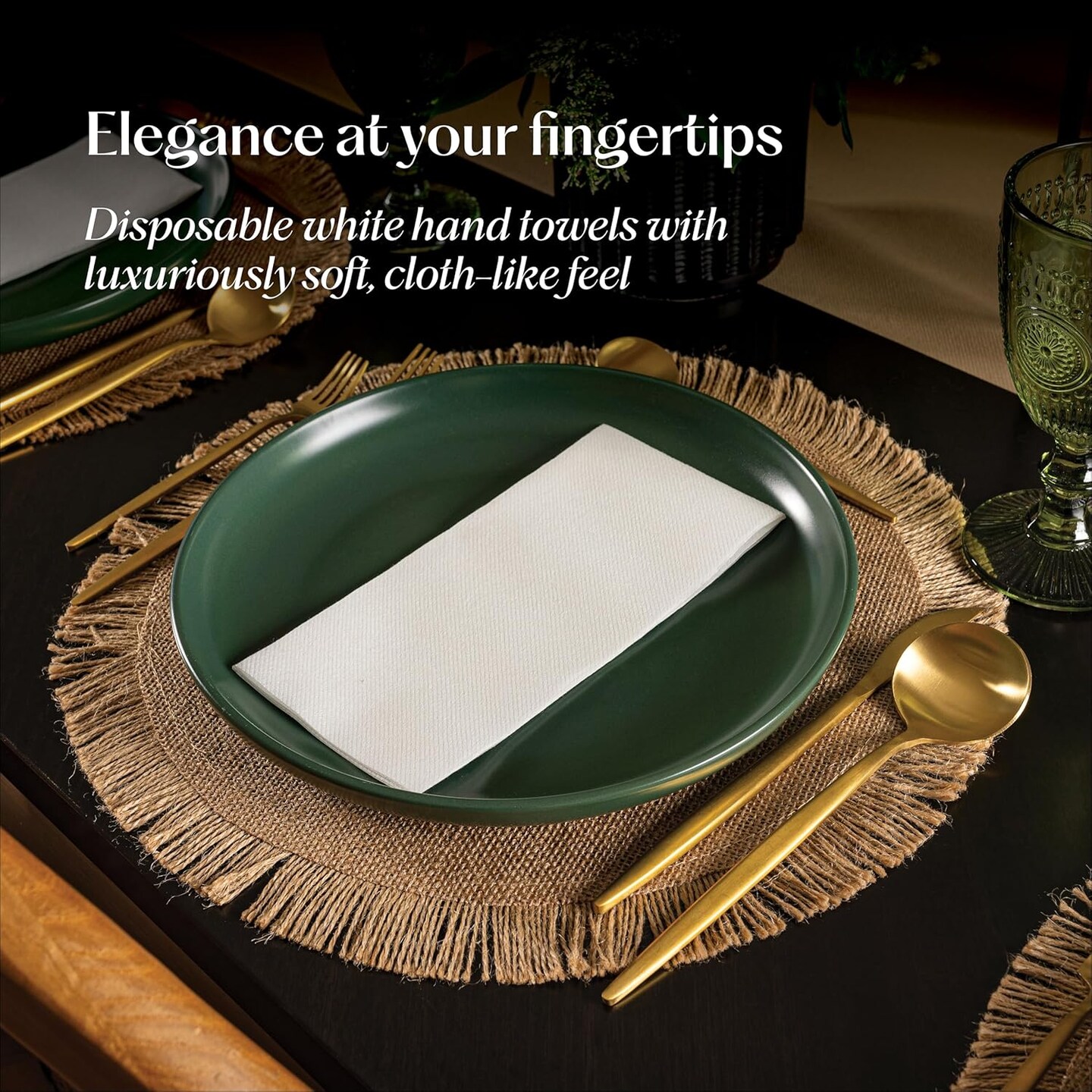 Disposable Linen-Feel Guest Towels [12&#x22; x 17&#x22;] - Cloth-Like Hand Bathroom Napkins - Made In USA, Soft and Absorbent Paper Napkin for, Bathroom, Party, Wedding, Or Event