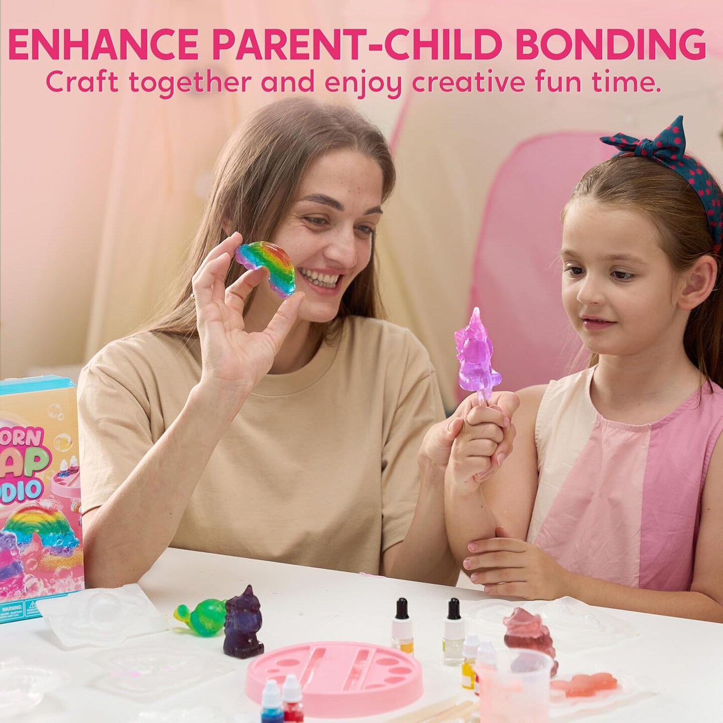 Soap Making Kit- Make Your Own Soap- DIY Unicorn Soap with 4 Molds, Spa Science Kit for Kids, Stem Activity Gifts for Toddler Kid Aged 6+, Girl Birthday Present