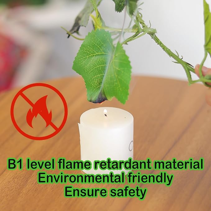 2Pack 14Ft Flame Retardant Artificial Ivy Scindapsus Leaves Bendable Fake Green Plants Vines Ivy Garland Wreath Silk Hanging Rattan Bedroom Wedding Party Garden Wall Table Front Door Ceiling Decor