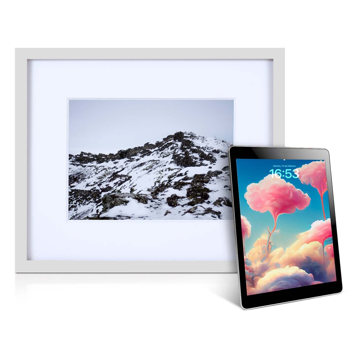 iFrame iPad Frame | Turn Your iPad Into A Beautiful Interactive Digital Picture Frame | Perfect at Home Or Work | Includes Table Stand and Wall Mount for All 9.7&#x201D; iPads