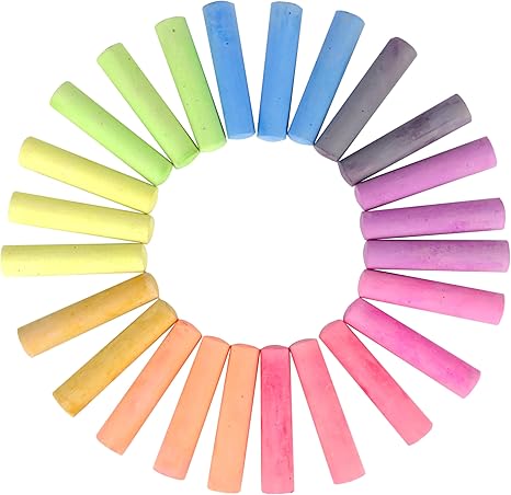 Non Toxic Sidewalk Chalk Bucket (24 Count) - Washable Colored Chalk Bulk Set for Kids and Toddlers Outdoor Games