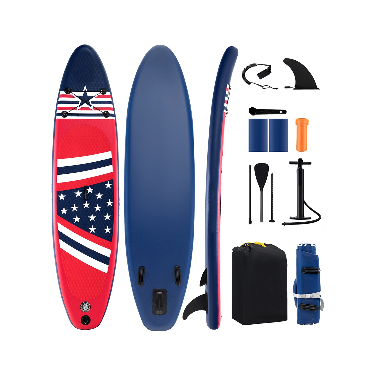 Inflatable Paddle Board with Triple Fins and Adjustable Handle