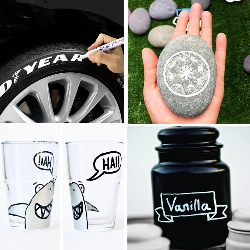 Yellow Permanent Paint Marker Pens - 2 Count Oil Based Marker Pen, Medium Tip, Waterproof & Quick Dry, for Office, Art projects, Rock Painting, Ceramic, Glass, Wood, Plastic, Metal, Canvas