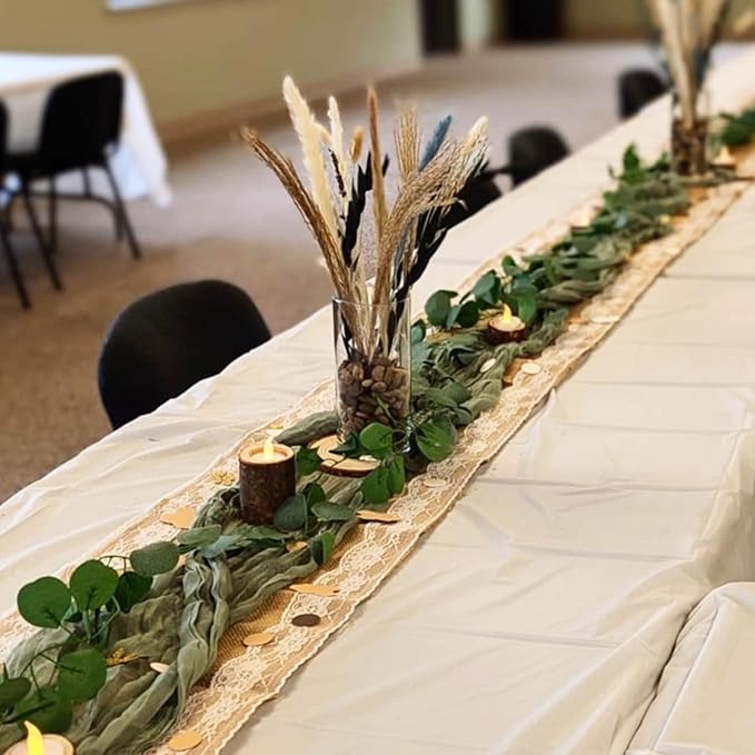 Garland,Artificial Eucalyptus Leaves Table Greenery Garland Wreath Vines for Wedding Party Table Fireplace Bedroom Wall Room Decor (6)