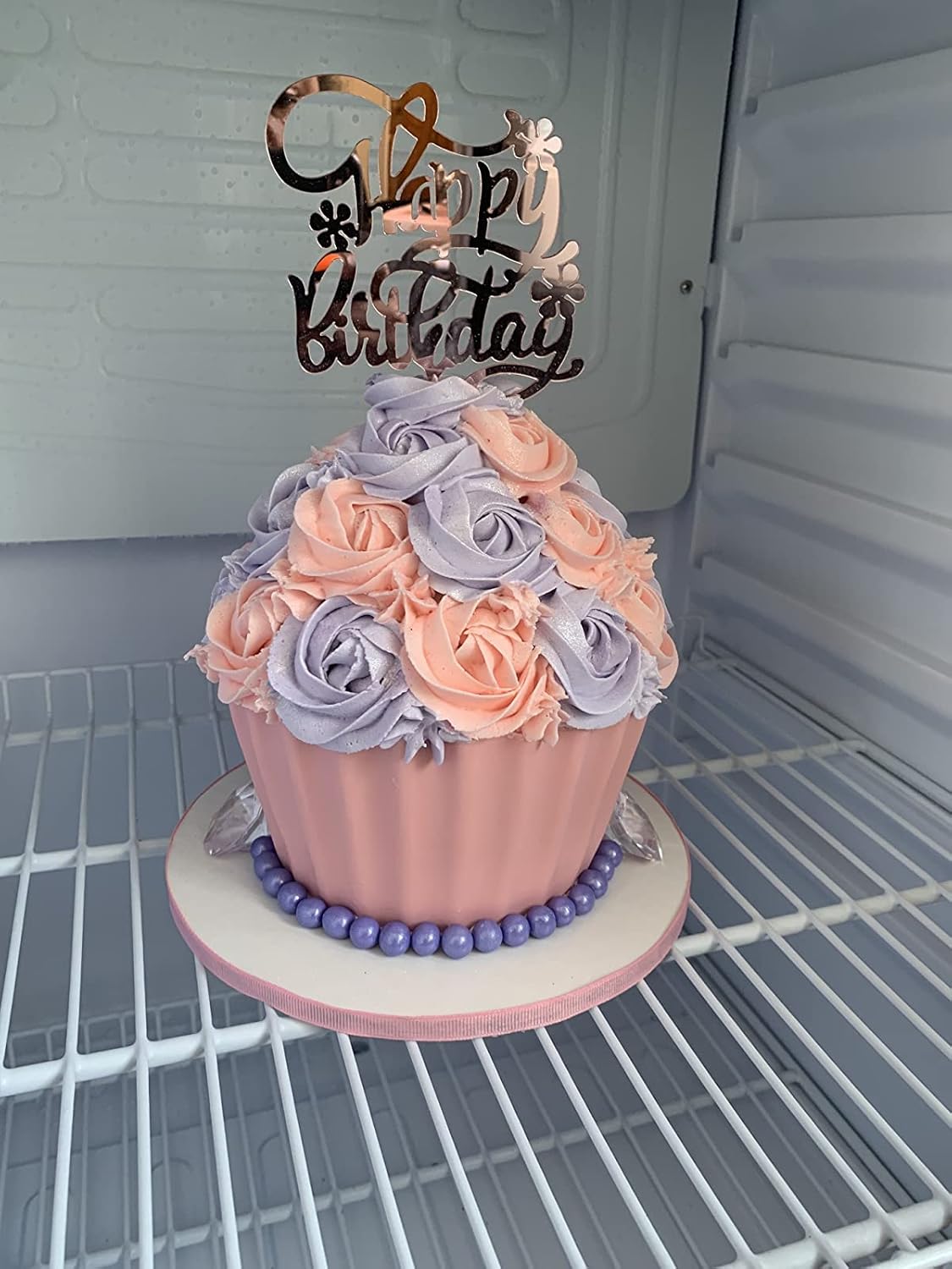 Rose Gold Happy Birthday Cake Topper Set 5PCS Heart Pink Pearls Cupcake Toppers for Girls Women Princess Party Decorations Supplies