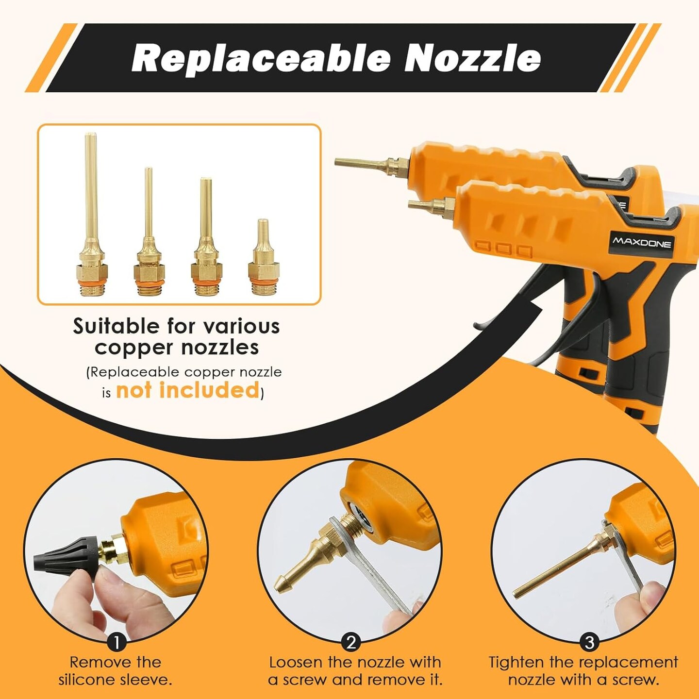 Cordless Hot Glue Gun 100W 20V Battery Handheld Wireless Power Glue Gun Full Size with 12pcs Glue Sticks(0.43")(11mm) for Art DIY Craft Home Repair School(Battery Not Included)