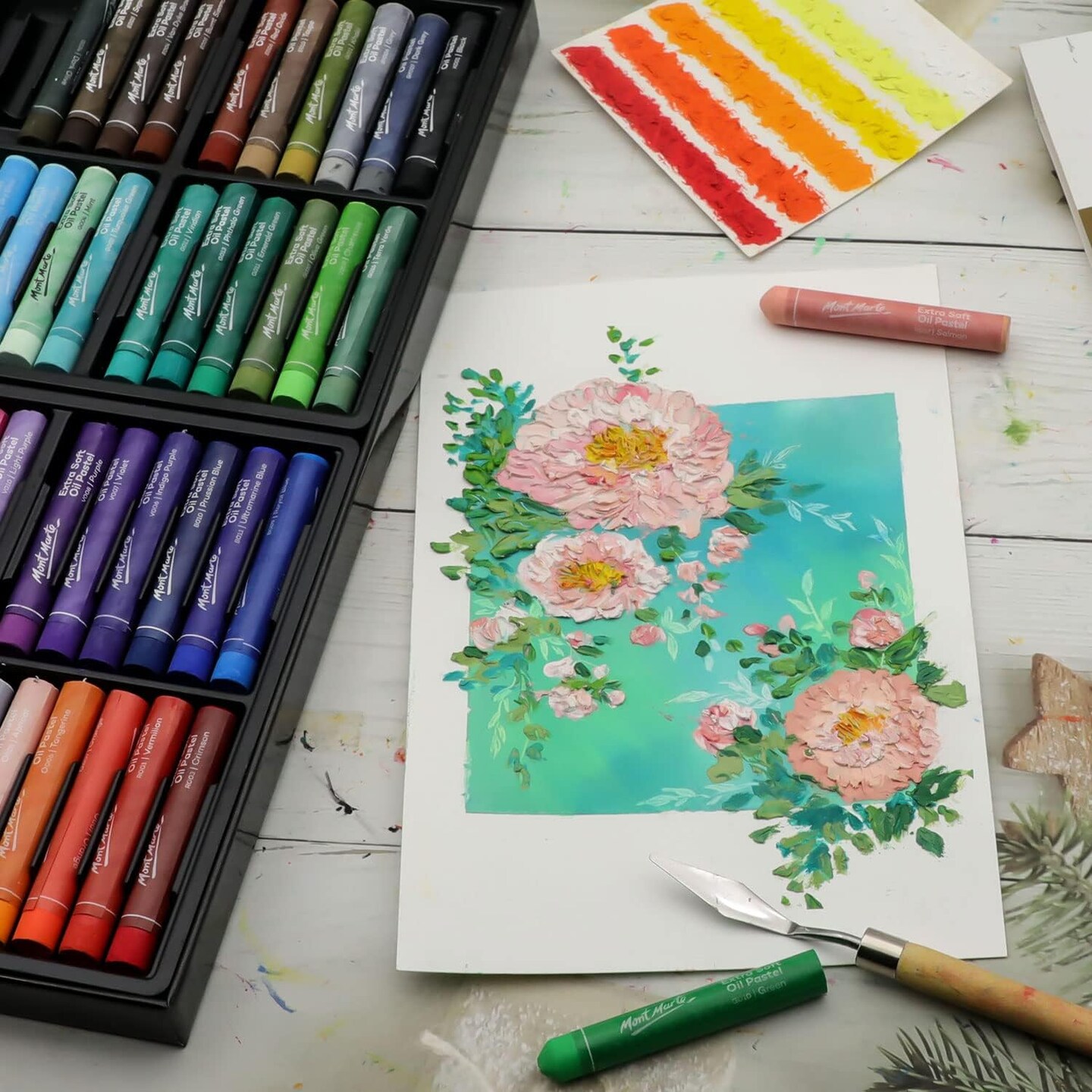Extra Soft Oil Pastels 52pc, Assorted Bright Colors, Vibrant and Buttery, Versatile Art Pastels for Blending, Layering &#x26; Shading, Ideal for Art, Craft, Coloring and Sketching