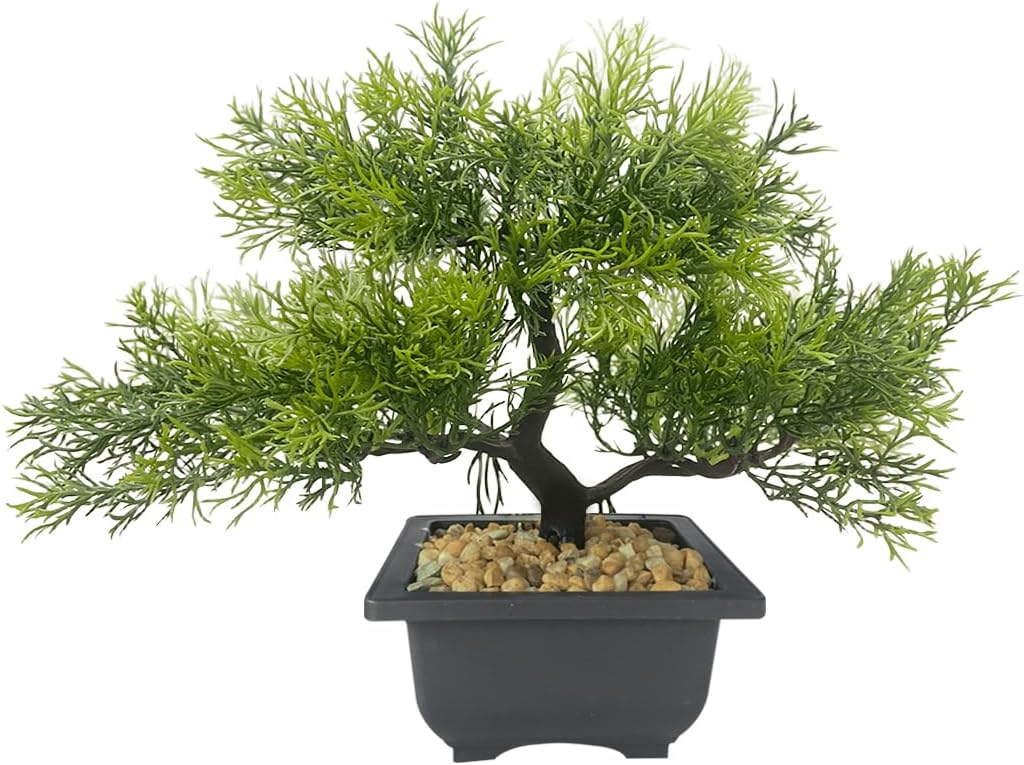 Artificial Bonsai Tree Small Realistic Fake Plant in Pot for Indoor Home Office Desk Decor, Low-Maintenance Tabletop and Bookshelf Decoration