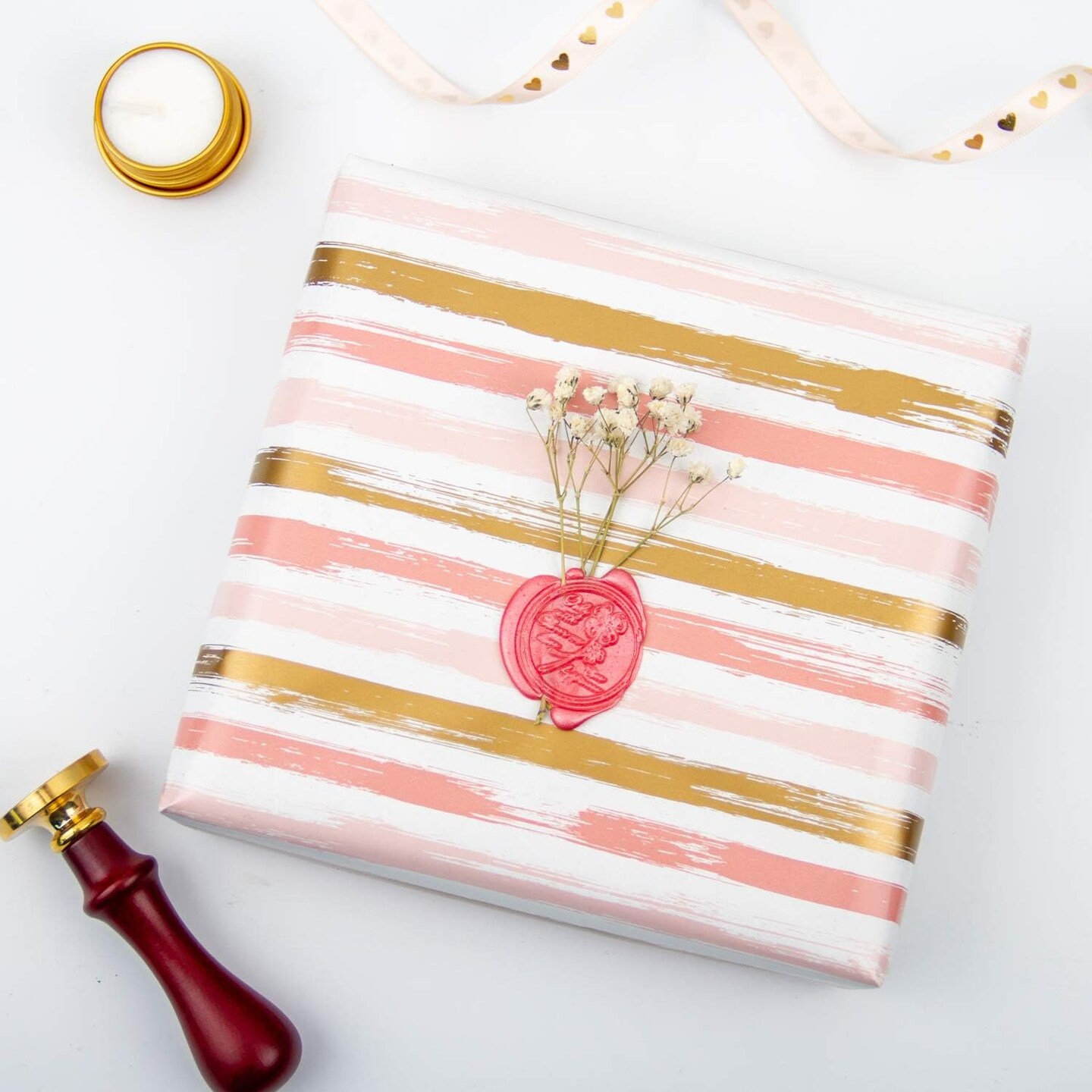 Reversible Pink Wrapping Paper - Mini Roll - 17 Inch X 33 Feet